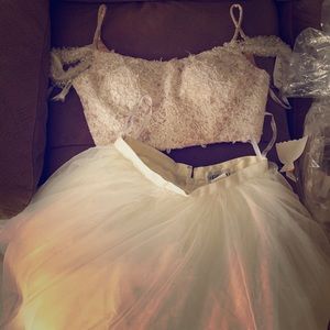 Sheri Hill Ivory Crop Top